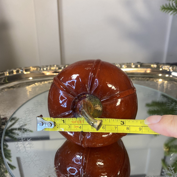 Hand Blow Heavy Glass Fall Colors Decor Orange Color Fruit Art Studio Signed - Picture 7 of 9